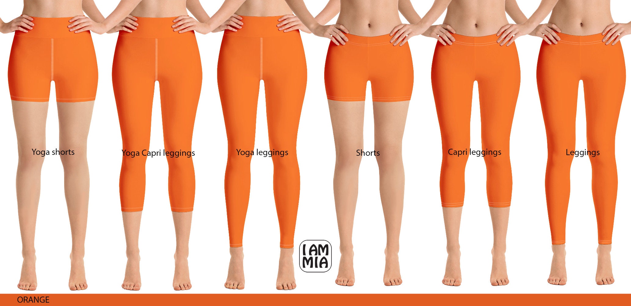 Orange Leggings, Yellow Leggings, Solid Yoga Leggings, Yoga