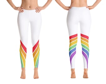 Rainbow Leggings, Yoga Pants for Women, Active Wear, Rainbow Printed Leggings for Women