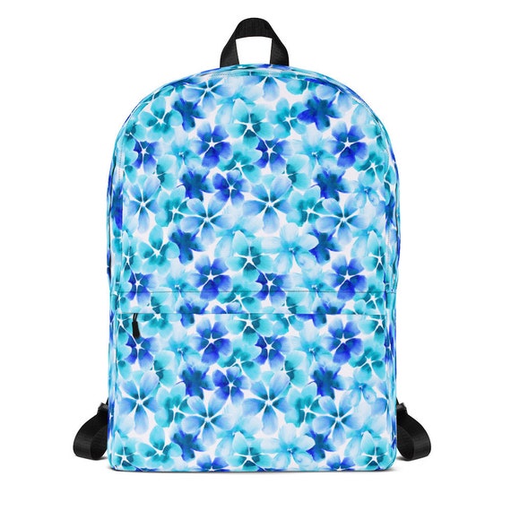 blue floral backpack