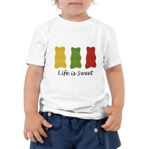 Cute Gummy bear t-shirt for sweets lover, Short Sleeve Toddler Tee with Gummy Bears lollies, Sizes 2T-5T