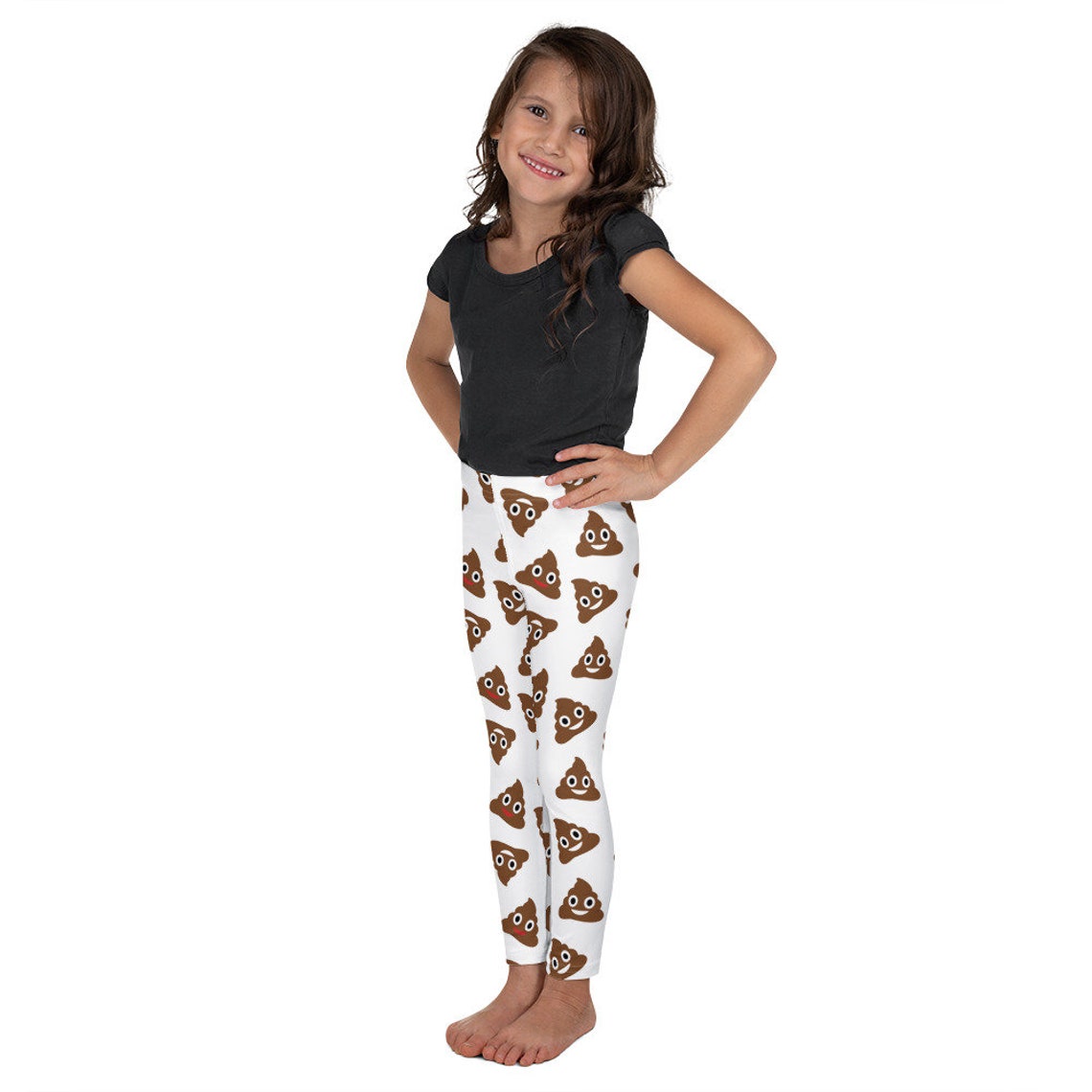 Poop Emoji Printed Leggings Girls Leggings Boys Leggings Etsy