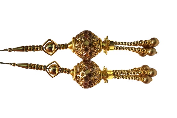 1 Pair Latest Indian Golden Lehenga Latkans Decorative Tassels Accessories