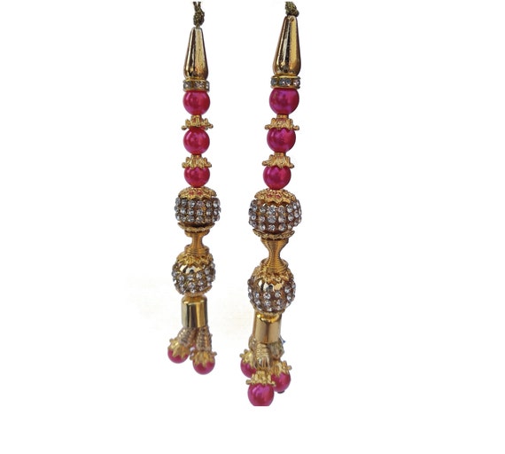 1 Pair Latest Indian Golden Lehenga Latkans Decorative Tassels Accessories