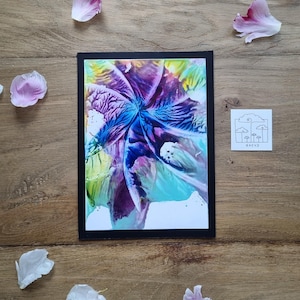 Dromerig mooie bloemenkaart // heldere encaustic kleuren // spectaculaire kleurverlopen // tastbaar 3D-effect // handgeschilderd // DIN 6