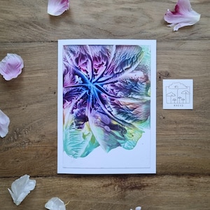 Traumhaft schöne Blumenkarte // leuchtende Enkaustikfarben // spektakuläre Farbverläufe // fühlbarer 3D Effekt // handgemalt // DIN 6