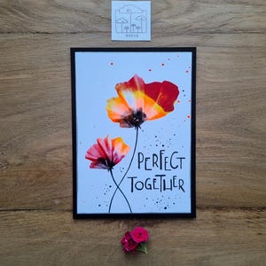 Salutations d'amour // Parfait ensemble // Carte d'anniversaire de mariage // Coquelicots aux couleurs vives de l'encaustique // DIN 6 // peint à la main // Original