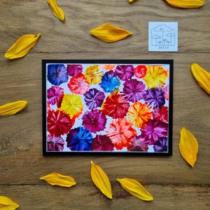 Sommerblumen aus leuchtend bunten Enkaustikfarben // Wunderschöne Blumen-Grußkarte // DIN 6 // handgemalt // als Original verschickt