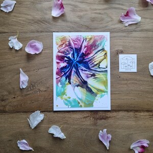 Carte de fleurs d'une beauté rêveuse // couleurs vives à l'encaustique // dégradés de couleurs spectaculaires // effet 3D tangible // peint à la main // DIN 6