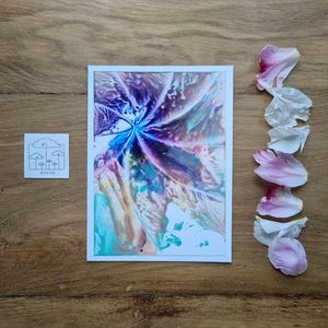 Carte de fleurs d'une beauté rêveuse // couleurs vives à l'encaustique // dégradés de couleurs spectaculaires // effet 3D tangible // peint à la main // DIN 6
