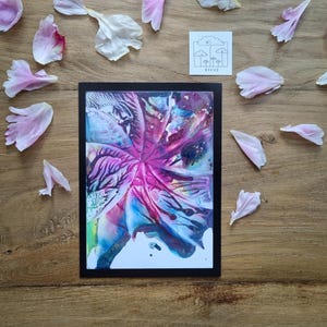 Dromerig mooie bloemenkaart // heldere encaustic kleuren // spectaculaire kleurverlopen // tastbaar 3D-effect // handgeschilderd // DIN 6