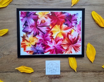 Summer flowers in brightly colored encaustic paints // Beautiful floral greeting card // DIN 6 // hand-painted // sent as original