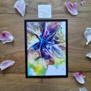 Dromerig mooie bloemenkaart // heldere encaustic kleuren // spectaculaire kleurverlopen // tastbaar 3D-effect // handgeschilderd // DIN 6