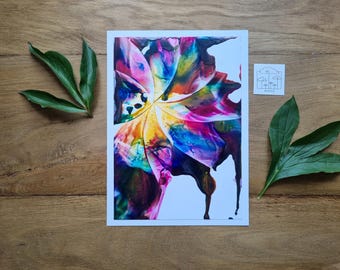 Fleurs incroyablement belles // couleurs vives à l'encaustique // dégradés de couleurs spectaculaires // effet 3D tangible // peint à la main // DIN 5