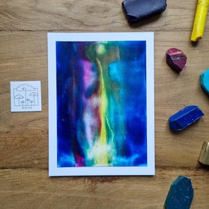 Obra de arte espontánea // Extraterrestre // Ser de luz // Arte psicodélico // Gran degradado de color // Pintado a mano con encáustica // Enviado como original // DIN 6