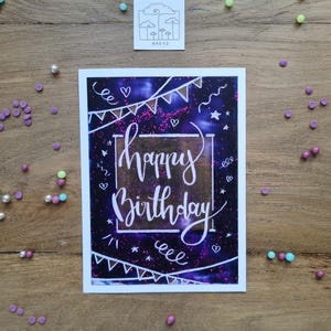 Feestelijke verjaardagskaart // Verjaardagskaart // Handgeschilderd // Encaustic verf // Gouden glans // verzonden als origineel