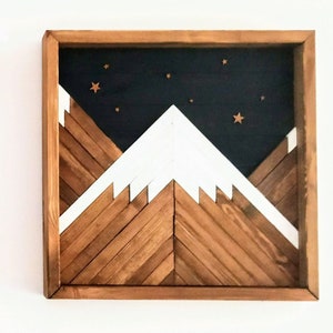 Reclaimed Wood Mountain Wall Art: Rustic Boho Decor