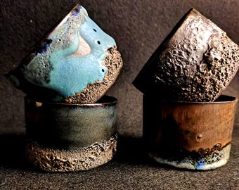 Handmade Ceramic Sauce Bowls - Earthy Turquoise Glaze - Set of 4