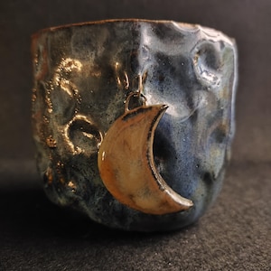 Handmade Ceramic Moon Mug: Red Clay Stoneware Coffee Cup