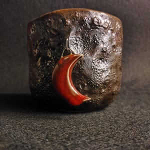Handmade Ceramic Moon Mug: Red Clay Stoneware Coffee Cup