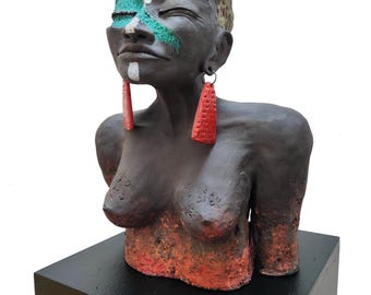 Ceramic Female Bust Sculpture – Ayo – Inner Light | Unique Handmade Ceramic Art