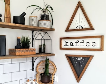 KAFFEE + 2x SONNE Drei Zeichen, Set of 3 Wood Sign, Aztec Wood Sign, Wood Wall Art, Wall Hangings, Home Decor , wall art wood, kaffee sign