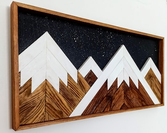 Wood Mountain Wall Art: Rustic Farmhouse Decor