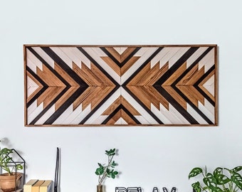 Wood Wall Decor, Housewarming Gift, Rustic Wall Art, Black Friday Gift, Varnish Wood Decor, Wood Hanging, Wooden Wall Decor, Aztec Wall Art