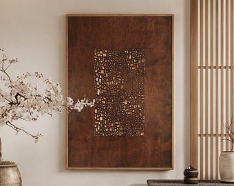Large Abstract Japandi Wood Wall Art – Textured Wabi Sabi Artwork, Minimalist Modern Decor