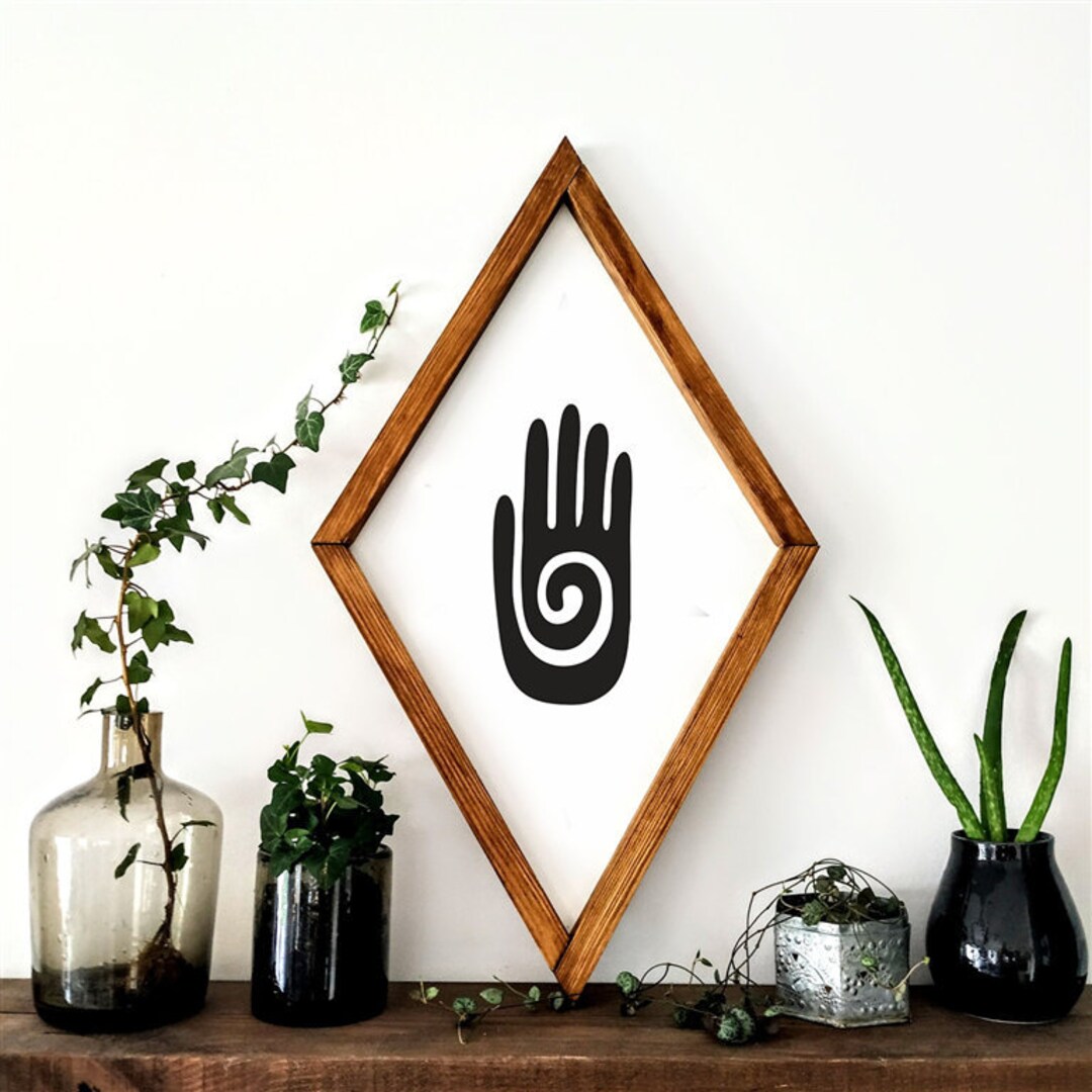 Aztec Hand Wood Sign: Diamond Frame Wall Art - Etsy