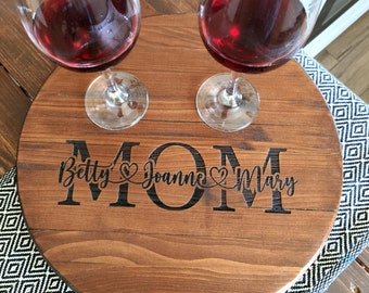 Lazy Susan Engraved Rotating Board, Mothers Day Gift Idea, Mom Sign With Kids Names, Personalized Gift for Mom, , Custom Gift for Mom,