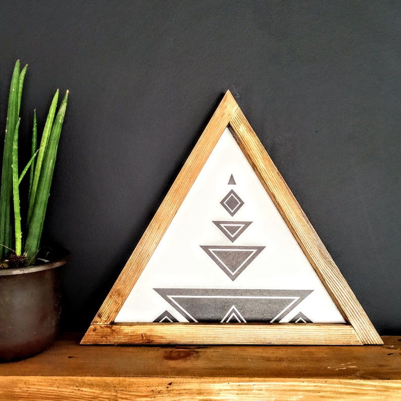 Aztec Triangle Wood Sign: Handcrafted Wall Art - Etsy
