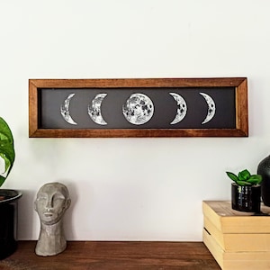 SIGN Moon Phases, Aztec Wood Sign, Wood Wall Art, Wall Hangings, Aztec Wood Sign, wall art wood, Moon Phase Wall Sign, Gallery Wall image 1