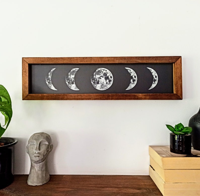 SIGN Moon Phases, Aztec Wood Sign, Wood Wall Art, Wall Hangings, Aztec Wood Sign, wall art wood, Moon Phase Wall Sign, Gallery Wall image 1