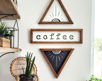 Rustic Coffee Wall Decor – Wooden Wall Decoration for Kitchen or Café