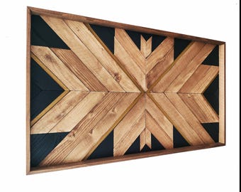 Geometric Wood Wall Art: Aztec Boho Decor