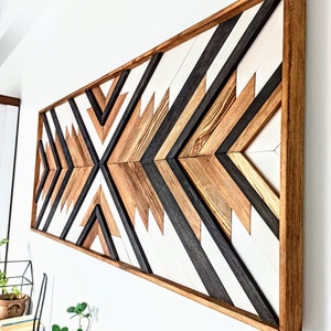 44x20&#39;&#39; AZTEC wood wall art,  Boho Art, Aztec Wood,  Boho Wood Art, Wood Hanging, Geometric Wood, Wooden Wall Decor, Custom Wood Wall Art