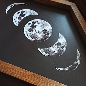 Moon Phases Wall Decor in Wooden Frame – Unique Wall Art
