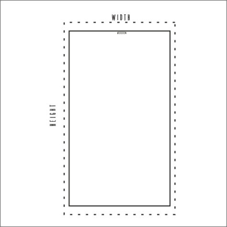 May include: A black and white illustration of a rectangle with the words "WIDTH" and "HEIGHT" written on the top and side of the rectangle.