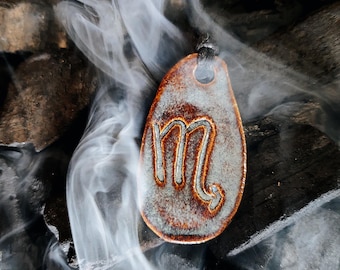 Handmade Ceramic Zodiac Pendant Necklace: Earthy Astrology Amulet