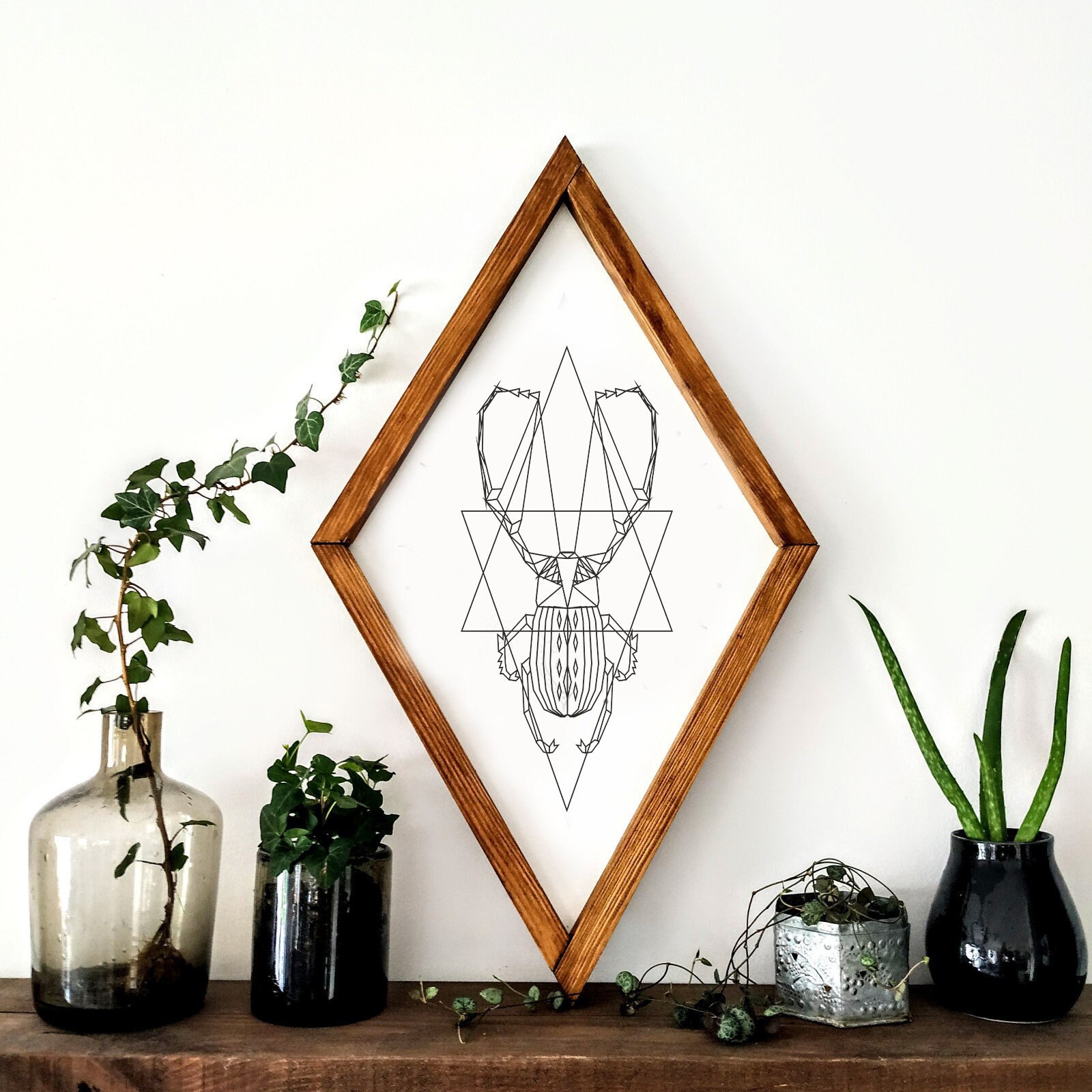 Scarab Aztec Wood Sign Diamond Framed Wall Art