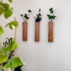 Wood Hanging Vase , Wooden Wall Vases for Flowers, Wall Hanging for Greenery and Dried Flowers , Wood Wall Art Plant Holder, birthday gift, image 6