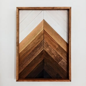 Handmade Ombre Wood Mountain Wall Art: Geometric Rustic Decor