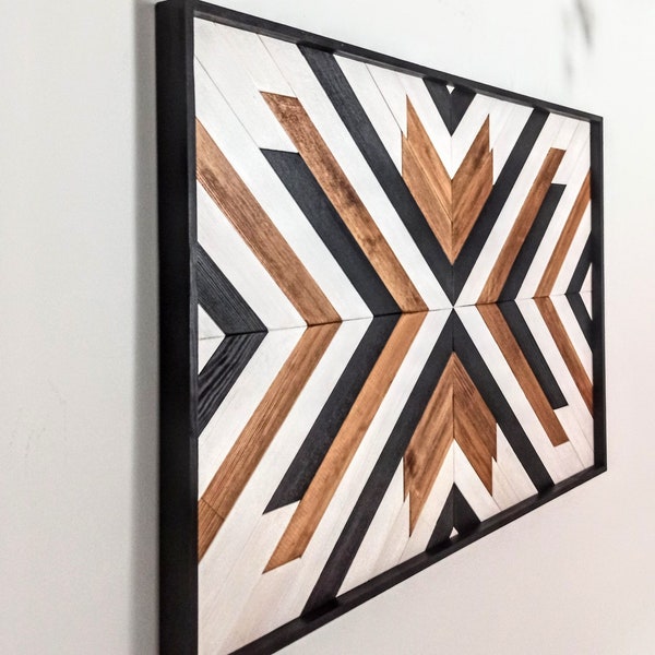 Aztec Wood Wall Art: Geometric Boho Decor
