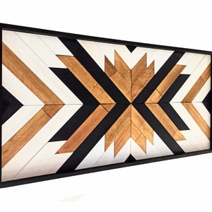 Striking Aztec Geometric Wall Art - Large Customizable Wood Decor with Optional Design Elements