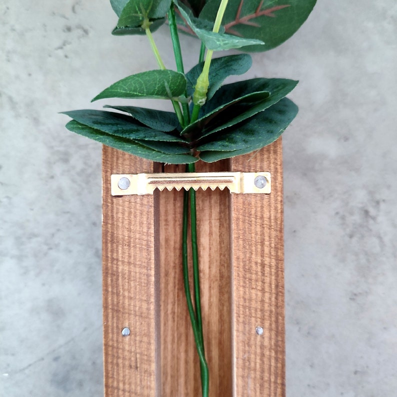 Wood Hanging Vase , Wooden Wall Vases for Flowers, Wall Hanging for Greenery and Dried Flowers , Wood Wall Art Plant Holder, birthday gift, image 5
