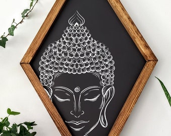 Slapende Boeddha hout kunst aan de muur| Zen| Meditatie| Boeddhisme| Muur | wabi sabi| Namasté decor| Boho kunst aan de muur Decor| Meditatie decor| BOEDDA