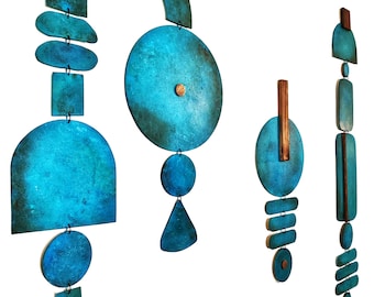 Handcrafted Turquoise Wall Hanging: Upcycled Geometric Art