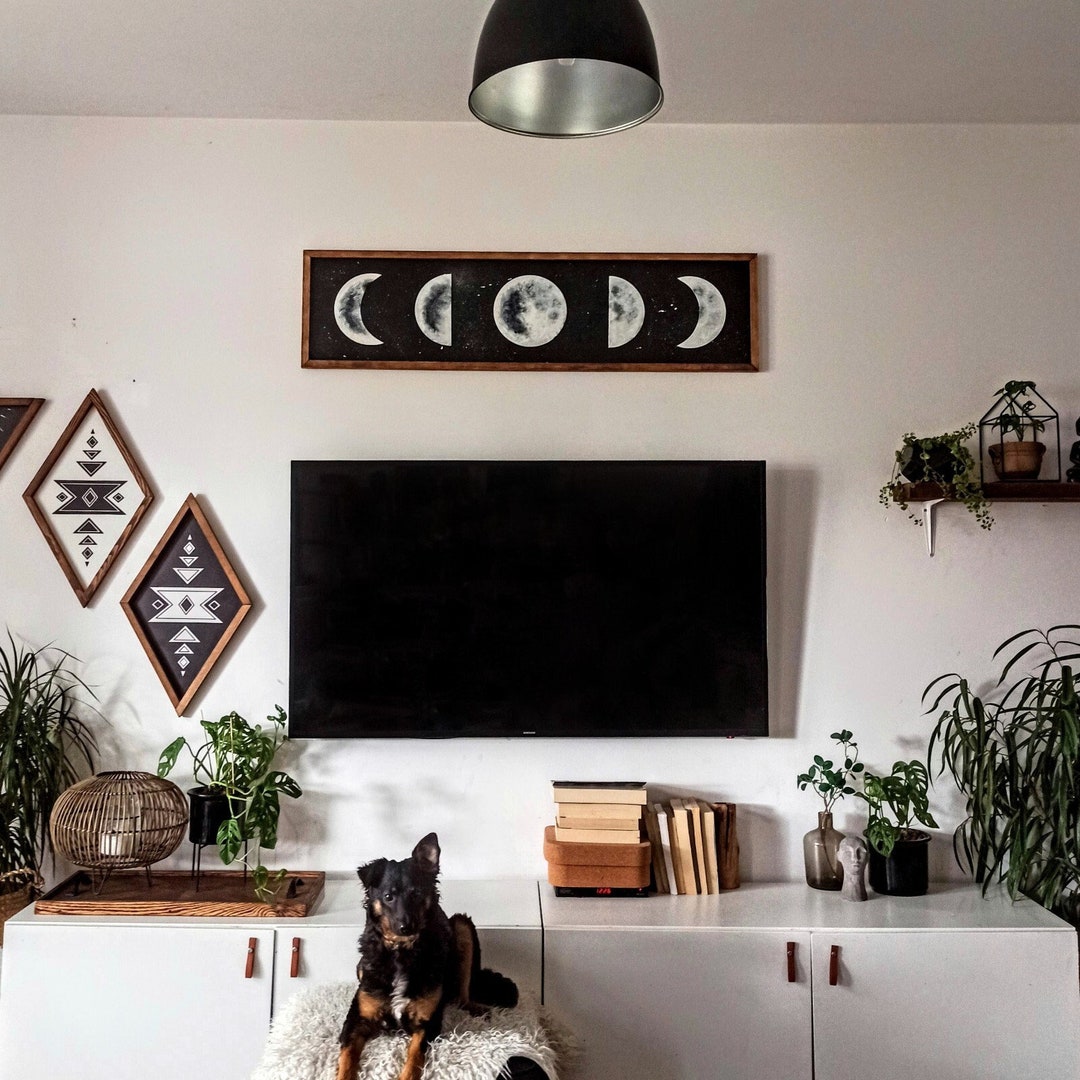 3D Moon Phase Wood Wall Hanging: Aztec Home Decor (45x13") - Etsy Australia