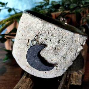 Dark Moon Ceramic Mug: Handmade Black Stoneware Pottery