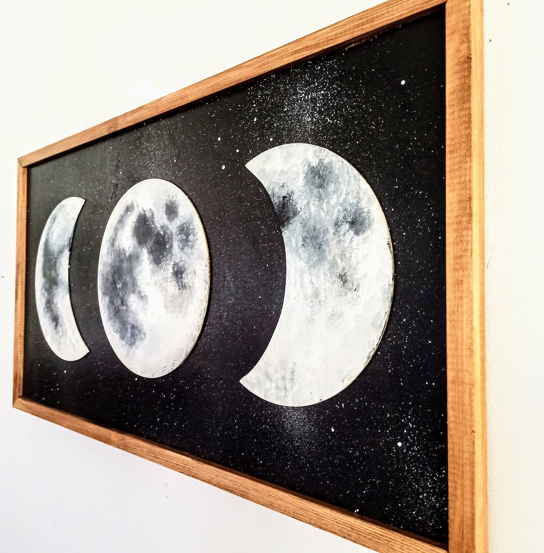 3D Moon Phases Wood Wall Art: Lunar Home Decor - Etsy